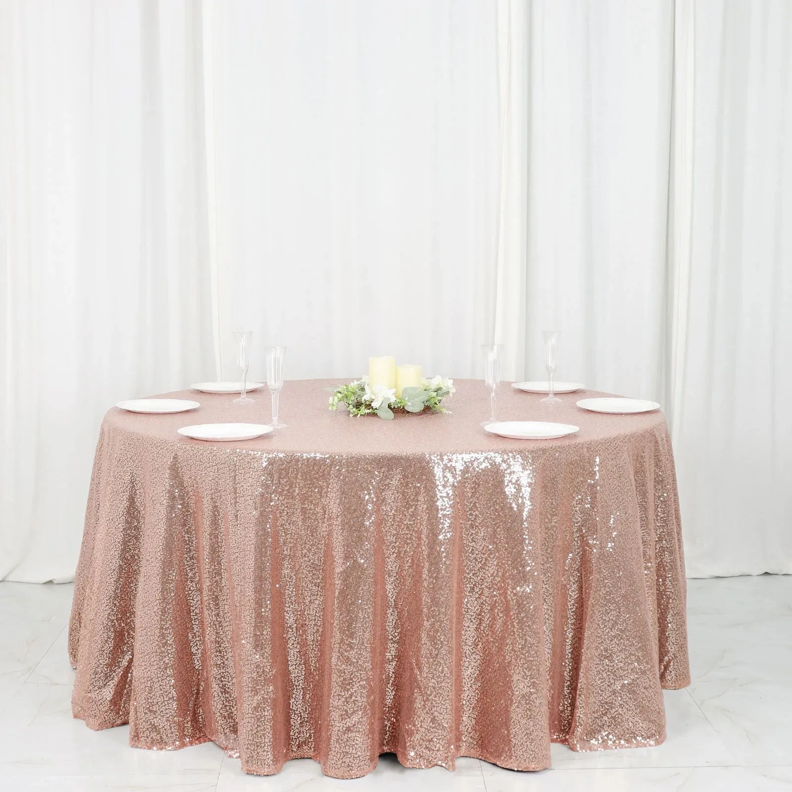 Rose Gold Sold Glitter Sequin Round Tablecloth Shiny Bling Wedding Party Banquet Table Cloth Covers Christmas Decoration Banquet