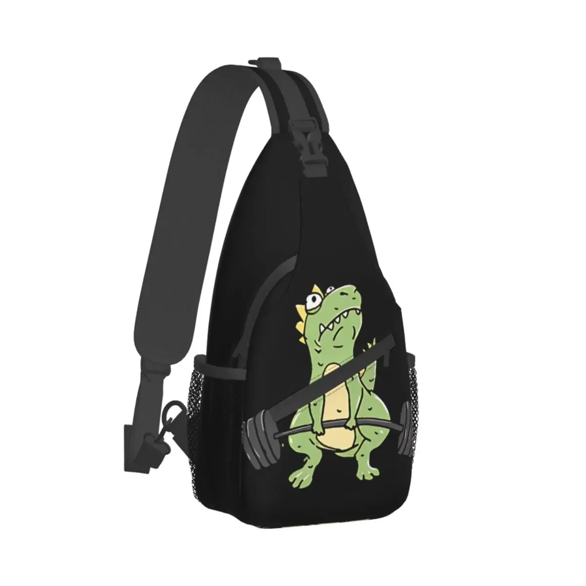 T-Rex Dinosaur Deadlift Fitness Gym Bodybuilder Crossbody Chest Bags Pockets Travel Pack Messenger Sports Teens Shoulder Bag