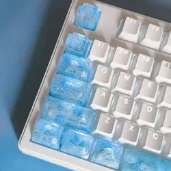 Novel Personality Cartoon Coral Jellyfish Keycap Blue Ocean Translucent Handmade Resin Customized Mechanical Keyboard Keycap