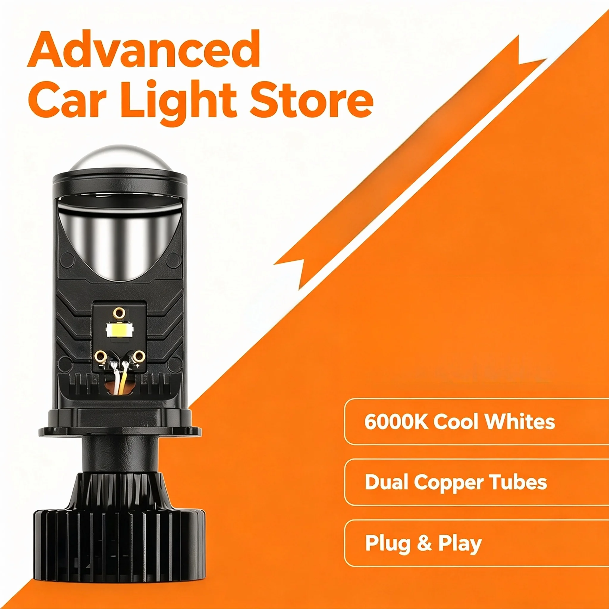 1PC/2PCS12V 24V Universal H4 Mini Projector Lens Bulbs Hi-Lo Beam Clear Cutting Line Auto Motorbike Headlamp No Built-in Batter