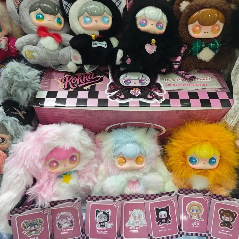 새로운 코카 잇츠 파티 타임 정품 블라인드 박스 비닐 인형 플러시 펜던트 애니멀 클럽 시리즈 가방 장식 서프라이즈 트렌디 장난감 선물