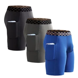 Mens Knickers Long Legs U Convex Pouch Boxers With Side Pockets Sports Breathable Underwear Running Wear Resistant Panties