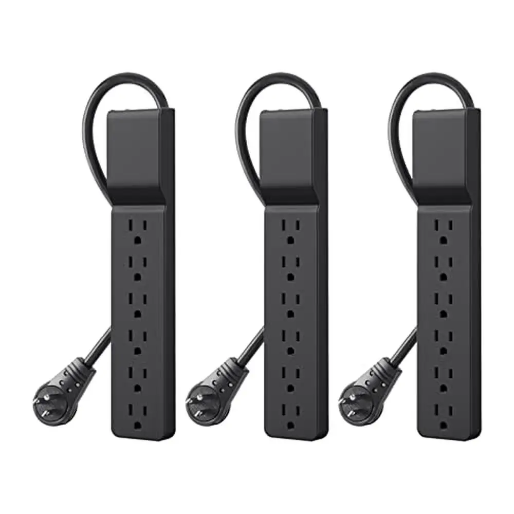 6-Outlet Surge Protector Power Strip with Rotating Plug Heavy-Duty Extension Cord Home Office Travel