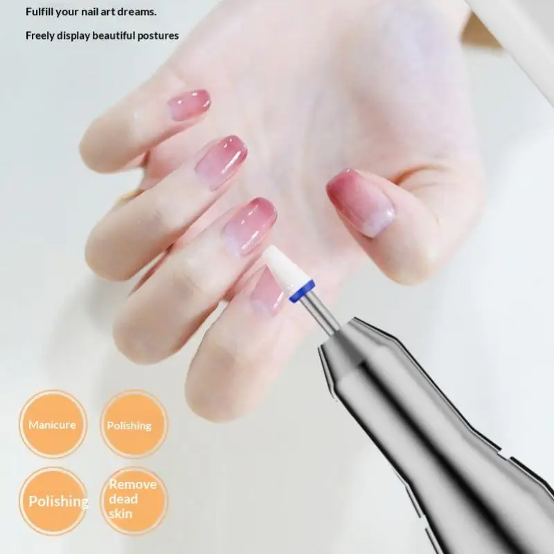 

New Nail Drill Machine Pro Lathe Nail Milling Cutter Rechargeable Nail Art Electric Sander Motor Polisher With 6 Polishing Head