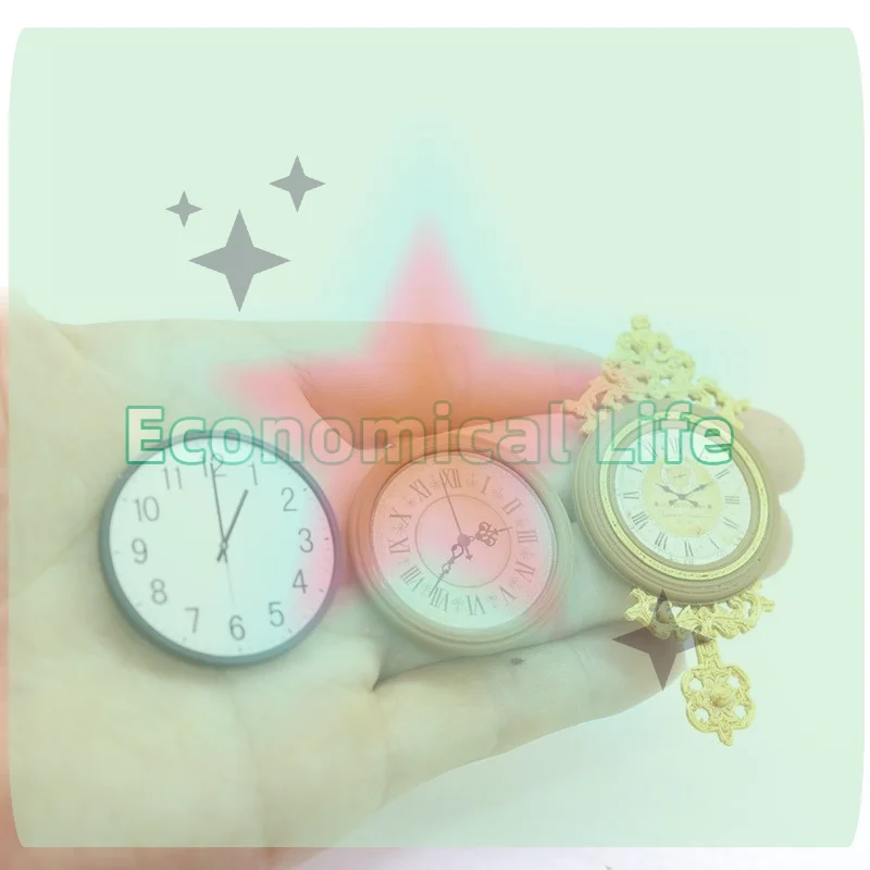 1Pcs Pretend Retro European Wall Clock Furniture 1:12 Miniature Home Decor Accessories
