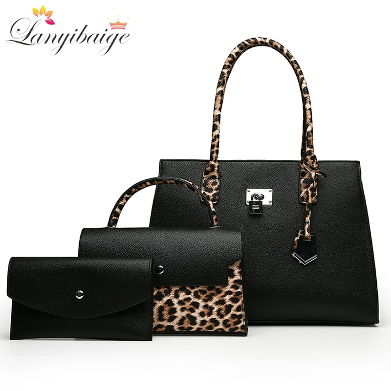 

Designer Handbags Three Piece 2023 Fashion Leopard Bags For Women High Quality Large Capacity Sac A Main Casual Tote Bag Bolsos