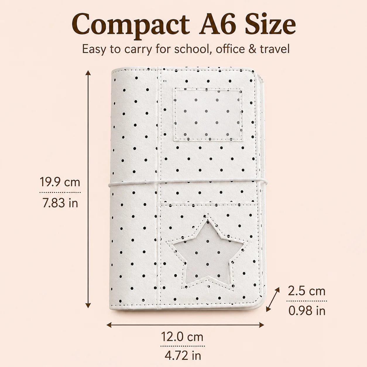 A6 Portable Journal Book 6 Ring Binder Notebook Polka Dot Cloth Loose Leaf Planner Scrapbook Journal Photo Album School Gift - view 2