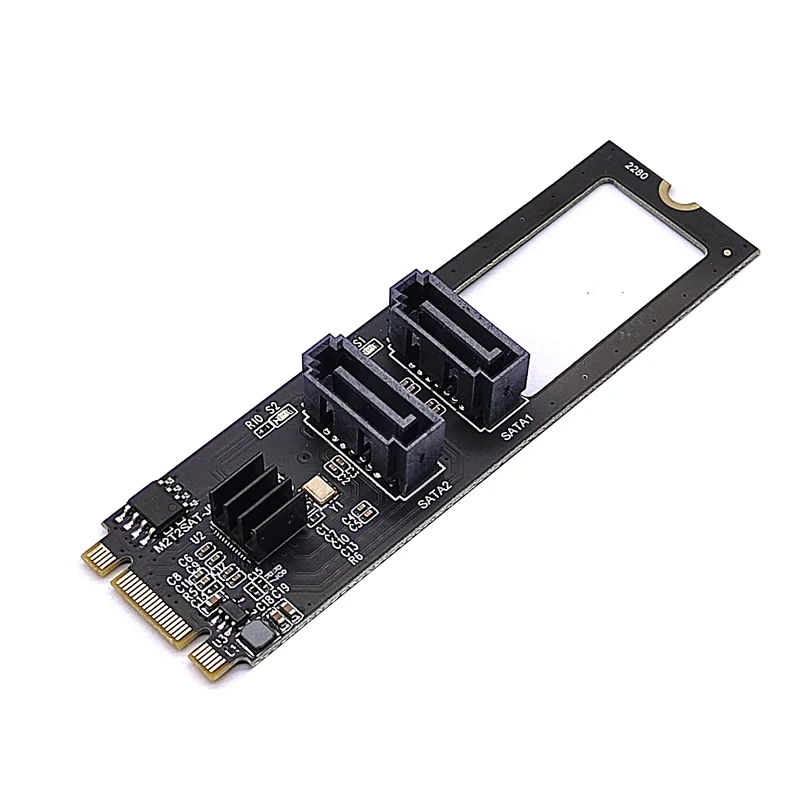 NGFF M2 NVME to SATA3.0 6Gb Card Adapter M.2 Key-M PCIE NVME to Dual SATA 3.0 Expanion Card Riser Converter JMB582 PCIE 3.0 Chip — zdjęcie produktu 6