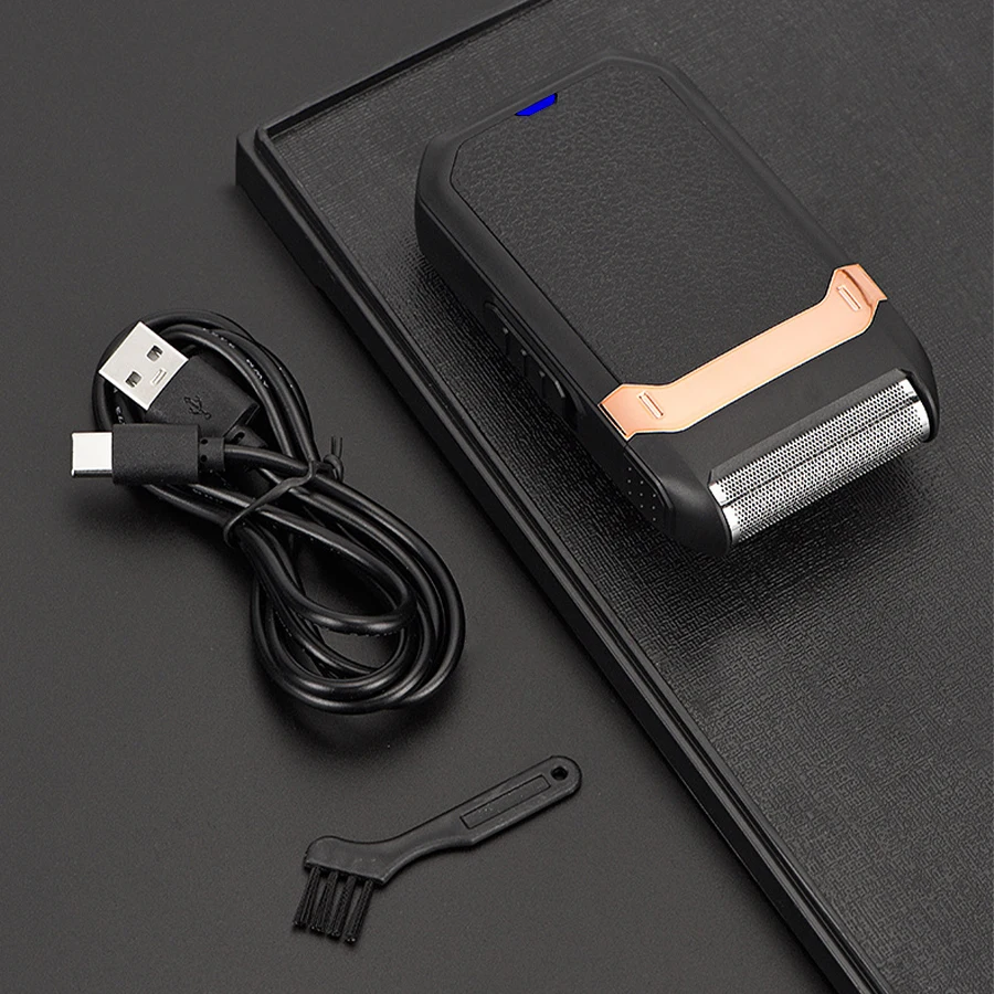 Stainless steel electric shaver, USB rechargeable reciprocating shaver, portable men's shaving device image 2