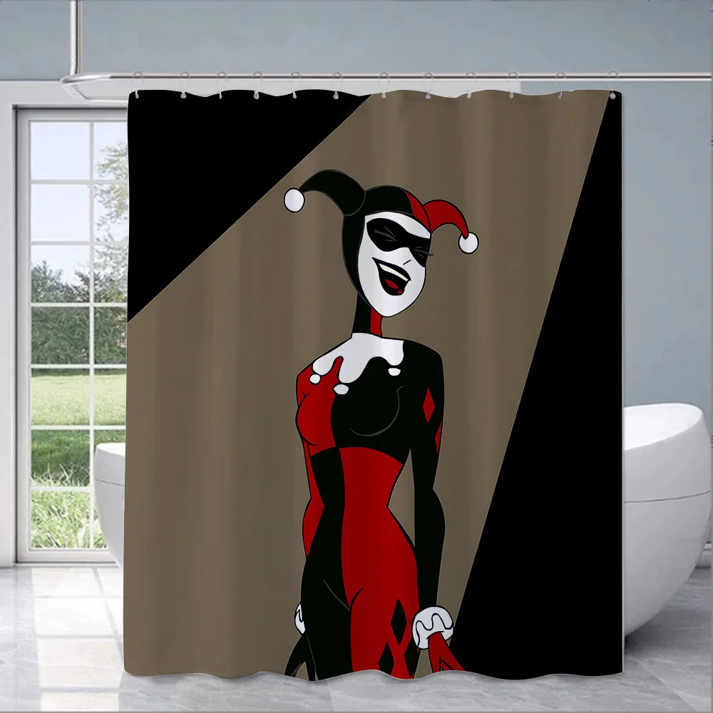 H-Harley Quinn Shower Curtain Waterproof Polyester Fabric Paint Colorful Bath Curtains Home Bathroom Decor Curtain With Hook