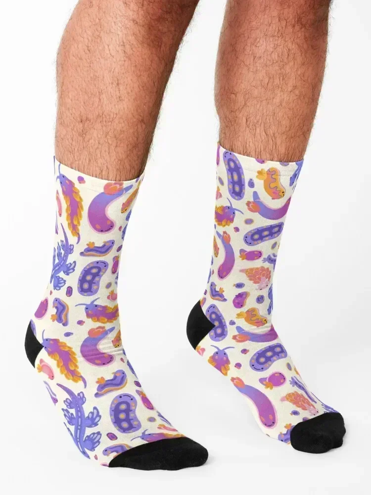 Sea slug - pastel Socks funny sock New year's halloween christmas stocking Men's Socks Women's