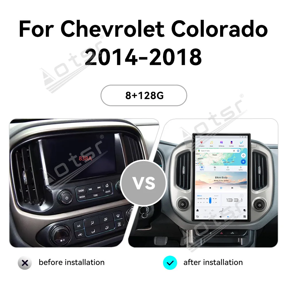 14.4 بوصة HD لمس نظام تحديد المواقع والملاحة Carplay راديو السيارة لشروليه كولورادو 2014-2018 8 بوصة مجموعة الترقية الأصلية قسط #2