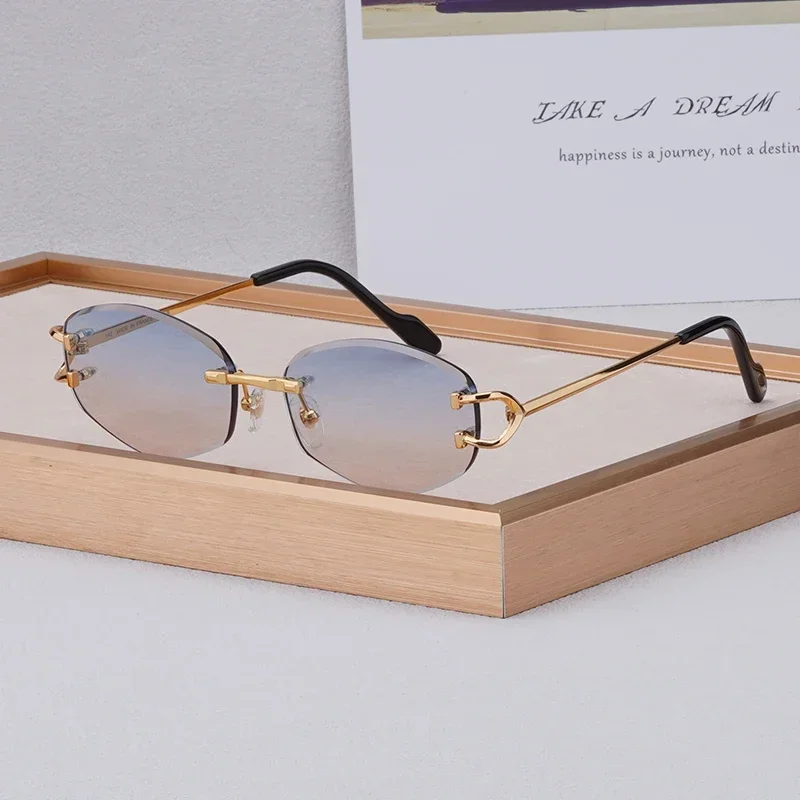 High Quality Handmade Men Vintage Round Alloy Rimless Glasses Frame for Prescription Women Fashion Optical Myopia Eyeglasses