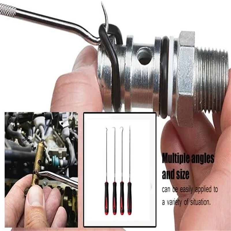 4-piece 160mm Auto Car Oil Seal Screwdrivers Set Hose Removal Hook Set O-Ring Seal Gasket Puller Remover Pick Hooks Repair Tools