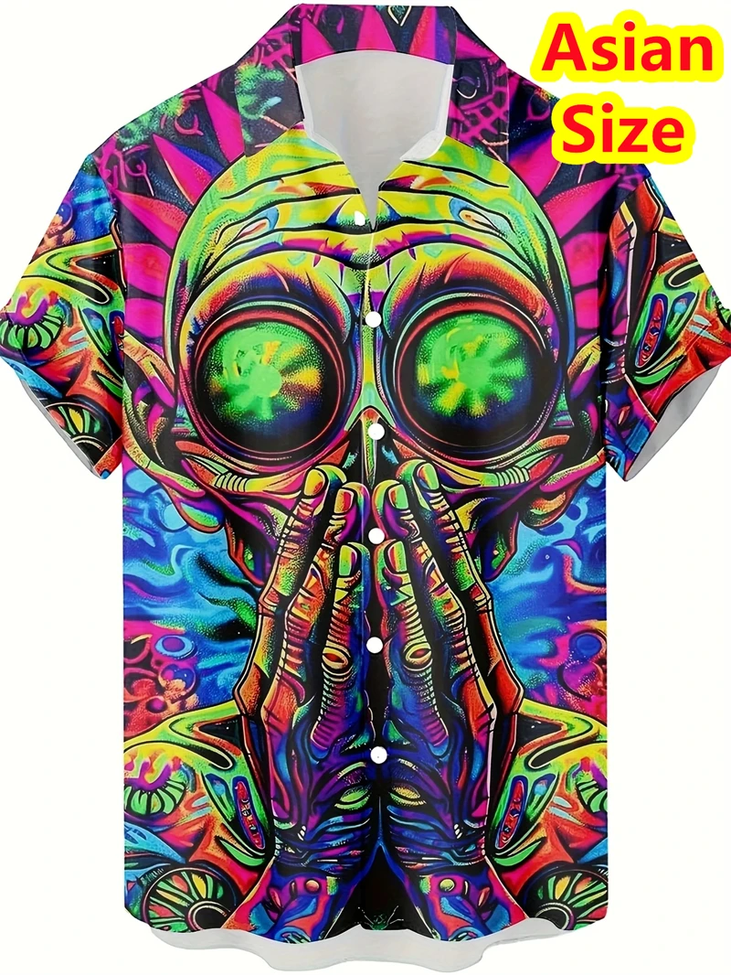 Abstract Men's Shirts Streetwear Beach Male Shirt Short Sleeve Cool Skull 3d Hawaiian Shirt Man 2025 New Tops Women Hip Hop Tops - Image 2