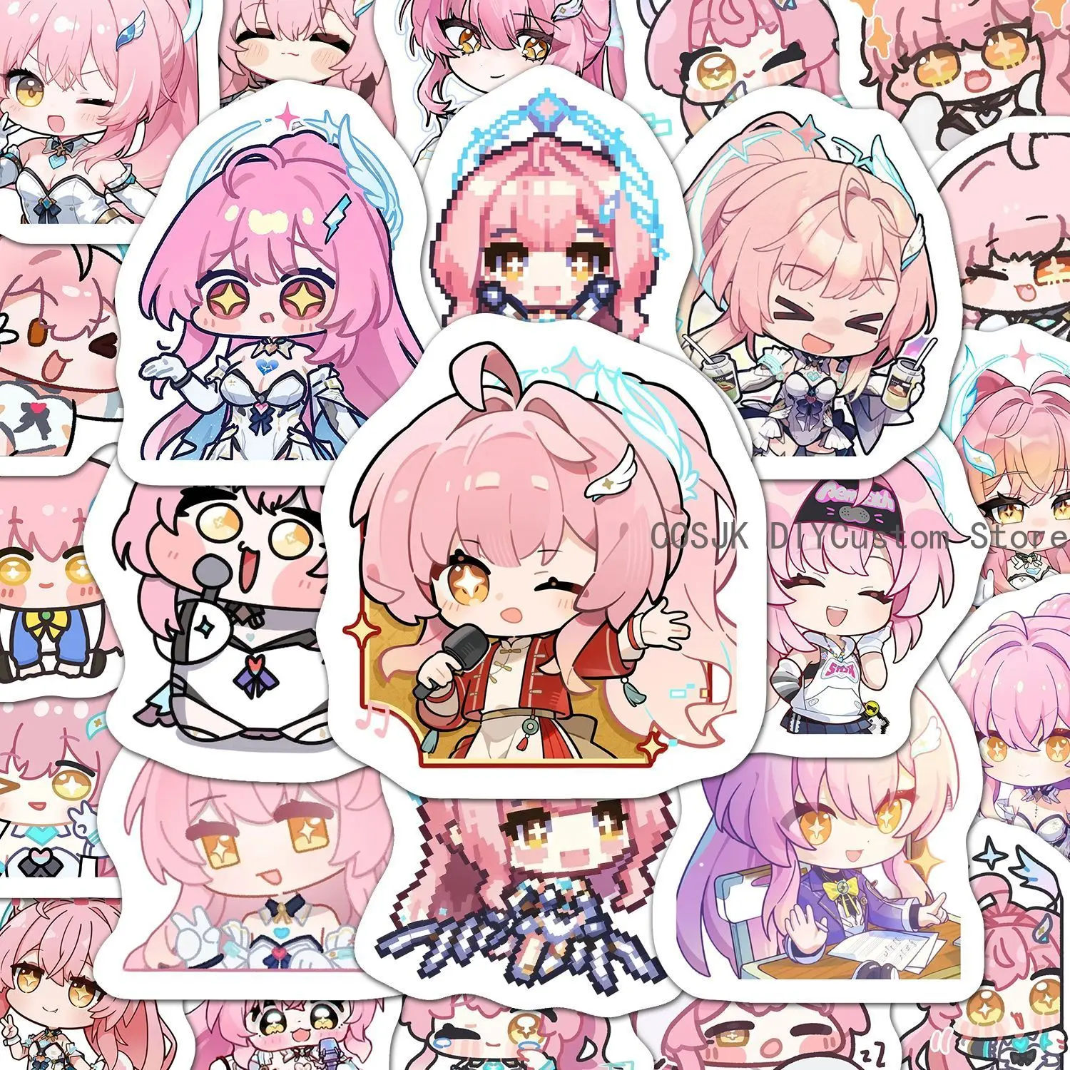60Pcs Game Aemeath Wuthering Waves Q-version Anime Stickers Laptop Phone Suitcase Notebook Label Stationery Sticker Student Gift view 6