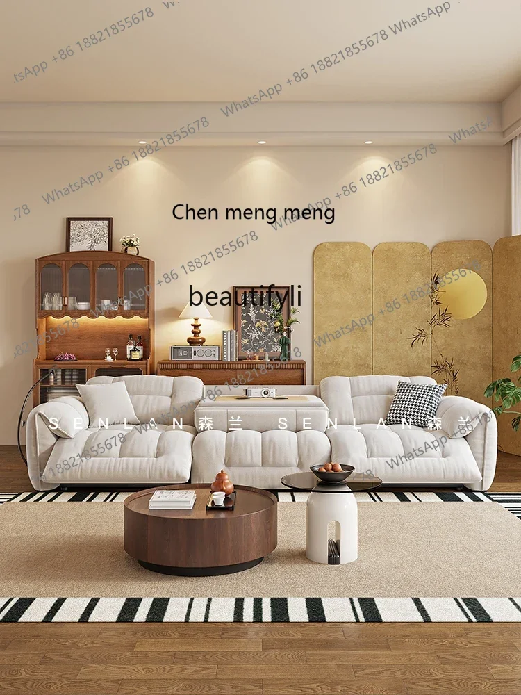 

E1001 ss Modern Simple Electric Cabin Functional Recliner Living Room Cat Scratch Leather Small Apartment Cream Style Fabric Sof