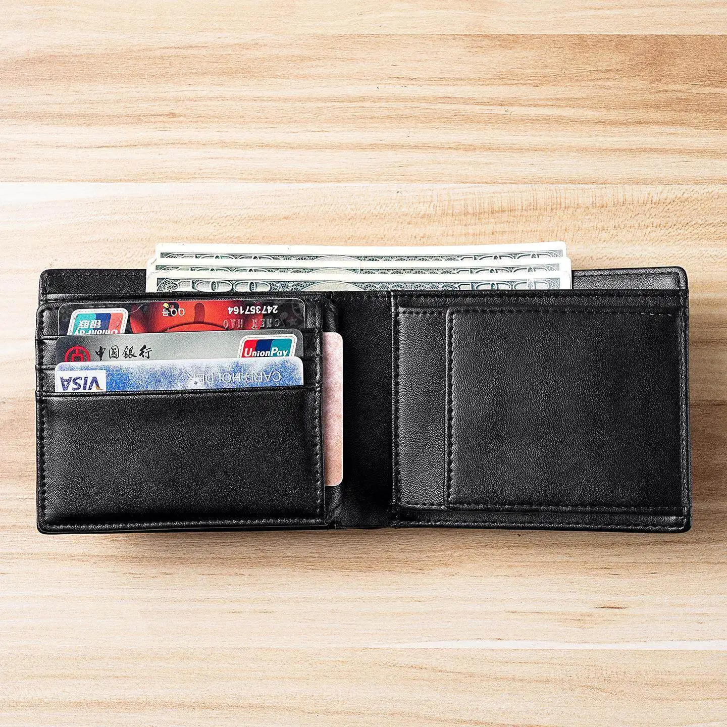 genuine-leather-wallet-men's-anti-theft-rfid-plain-texture-three-men-style-money-clip-fashionable-short-wallet-abs-material