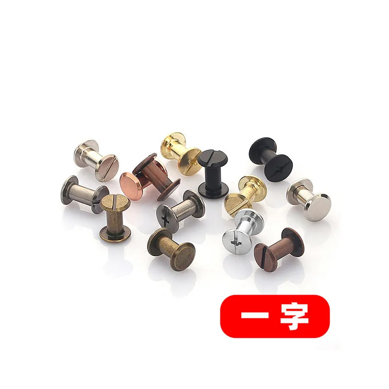 5mm Shaft Dia Red Bronze Brass Rose Gold Black Plated Twisted Chicago Screws, Male‑Female Book Binding Post Screws for Album Not