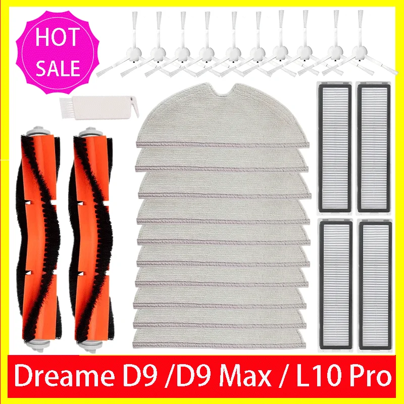 Fit For Dreame D9 / D9 Max / L10 Pro / Trouver LDS Finder Vacuum Parts Roller Side Brush Hepa Filter Mop Cloth Dusbin Water Tank