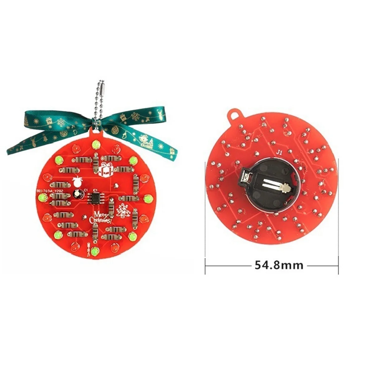Red Board Christmas Tree NE555 Flashing Lights Hanging Circuit Fun DIY Electronic Production Kit Portable Module, Kit A