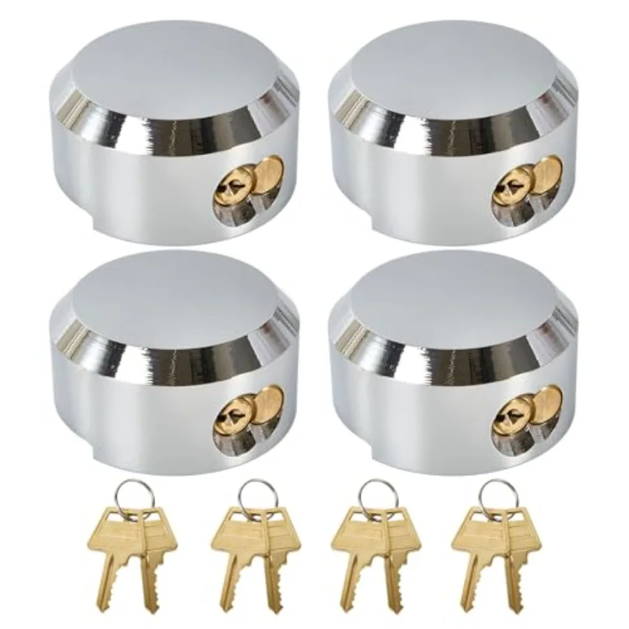 

Trailer door locks for trucks/vans/sheds/garages: heavy-duty hockey puck style, solid steel, black, reinforced hidden shackle,