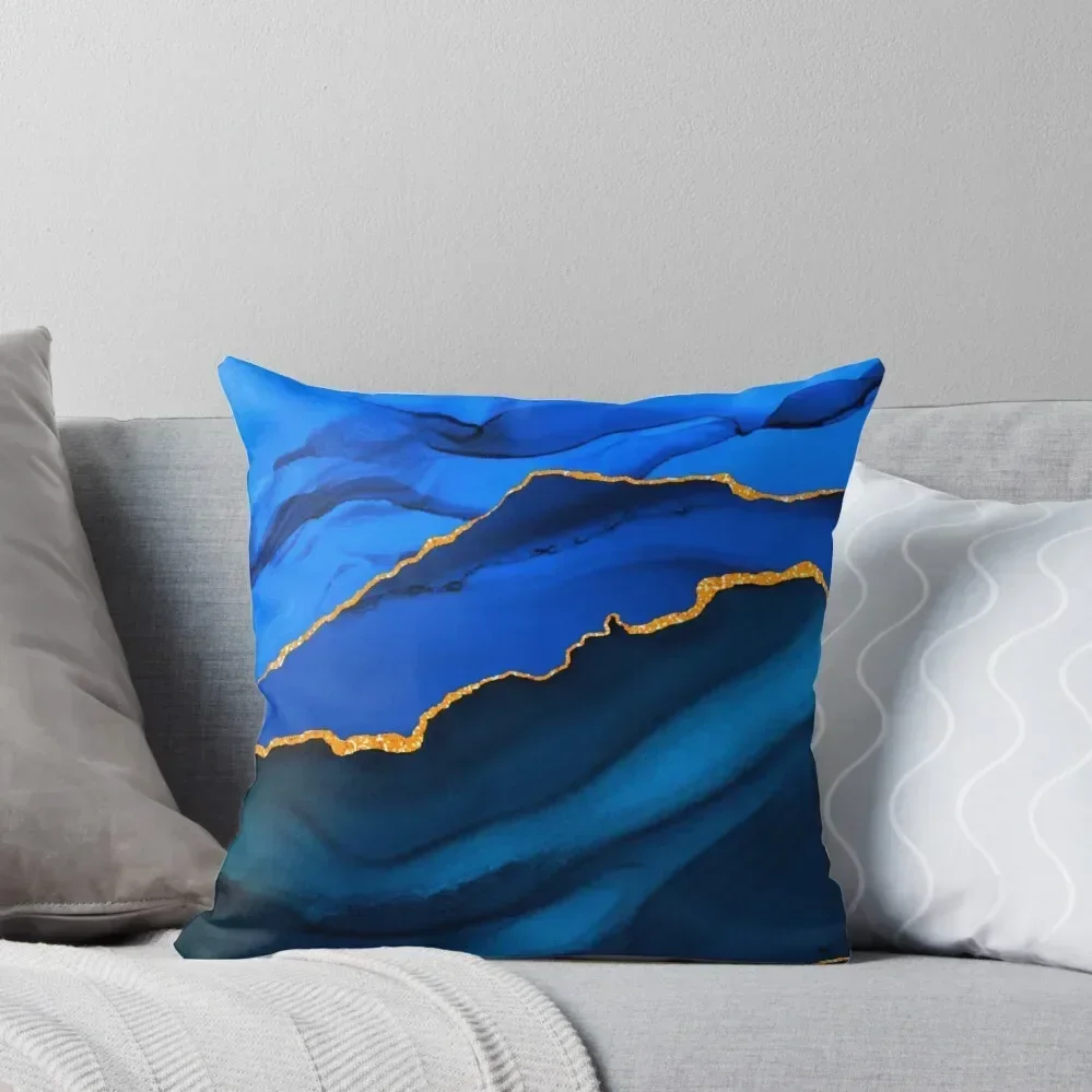 

Bright Blue and orange Modern Geode Agate Design Throw Pillow Custom Cushion Photo pillow pillowcase pillow