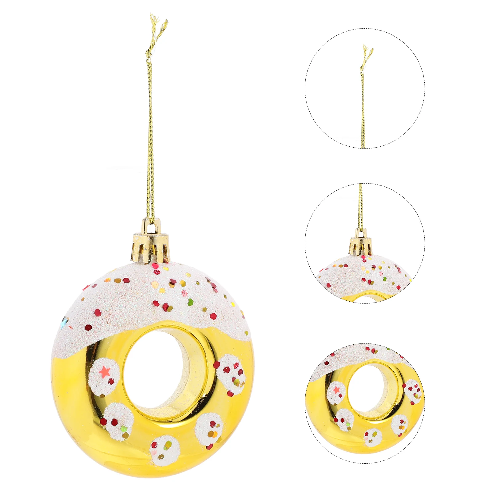 

4Pcs Christmas Ball Ornaments Doughnut-Shaped Hanging Decorative Tree Decor for Holiday Party Home Xmas New Year Celebration