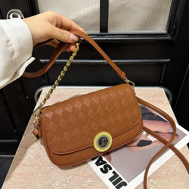 

2025 Rhinestone Embellished Small Square Bag - Women's Niche Fashion Chain Crossbody with Versatile Texture