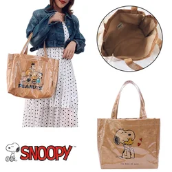 Snoopy Cartoon Kraft Paper Shoulder Bag Women Large Capacity Transparent Crossbody Bag Cute Fashion Waterproof Handbag Tote Bag