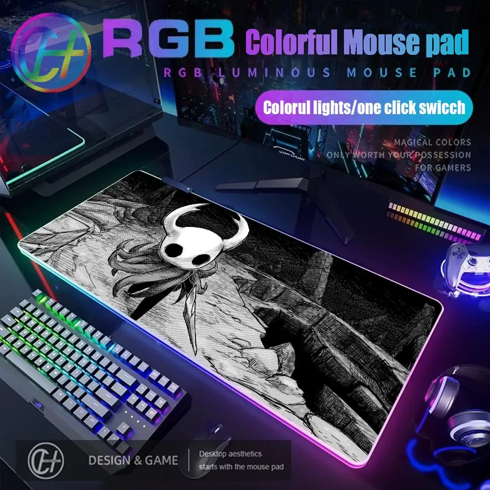 

HYBXAXC H-Hollow KK-night Mouse Pad RGB Gaming Mouse Pad Desk Mat HD Gamer Large LED Light XXL
