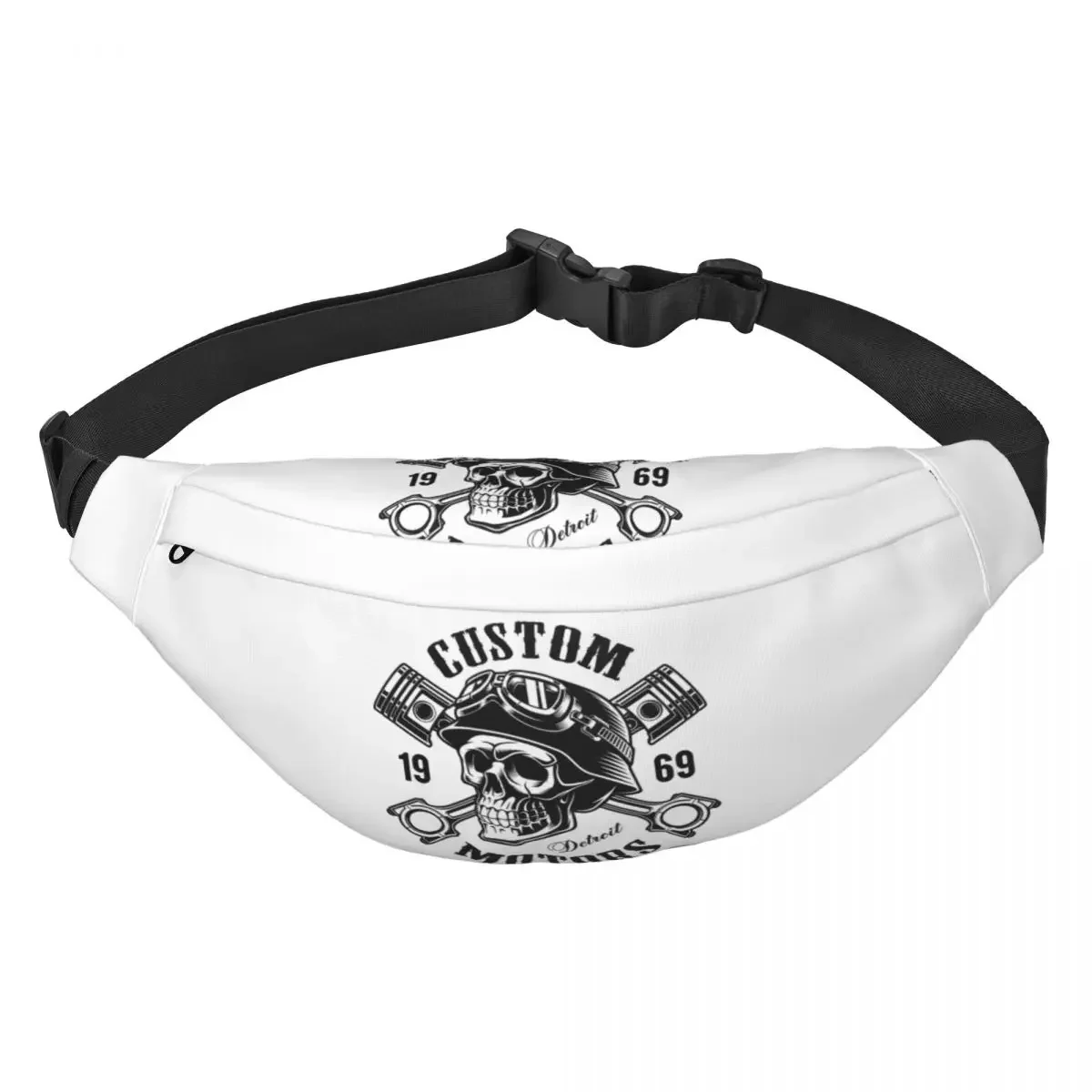 Rockabilly Skull 1968 Rockers Rock N Roll Guitars Bikers Fanny Pack for Traveling Sling Crossbody Waist Bag Phone Money Pouch