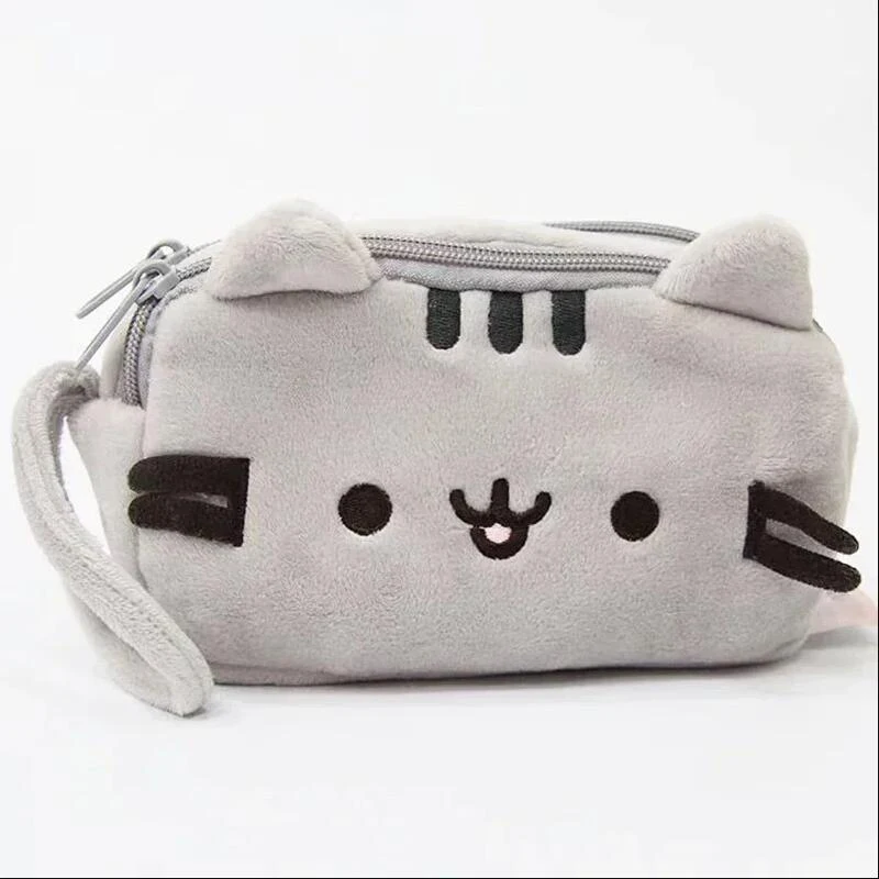 Cartoon Cat Pencil Case Portable Pencil Bag Kawaii Large Capacity Cosmetics Storage Pouch Korean Stationery Office Supplies