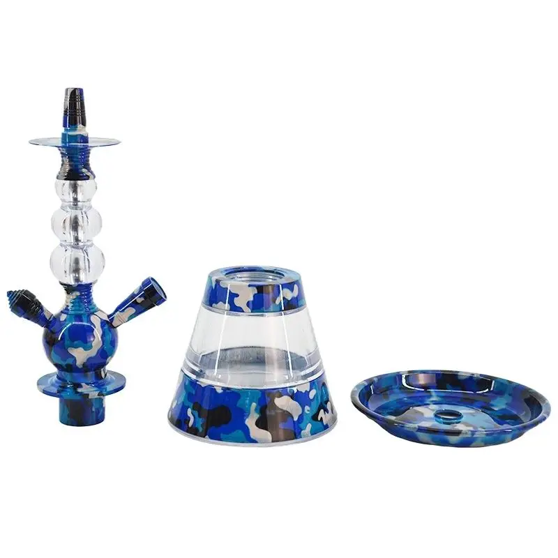 Shisha narghilè Water Pipe Factory acrilico Shisha narghilè plastica tubo singolo intero Set piccolo bollitore mimetico