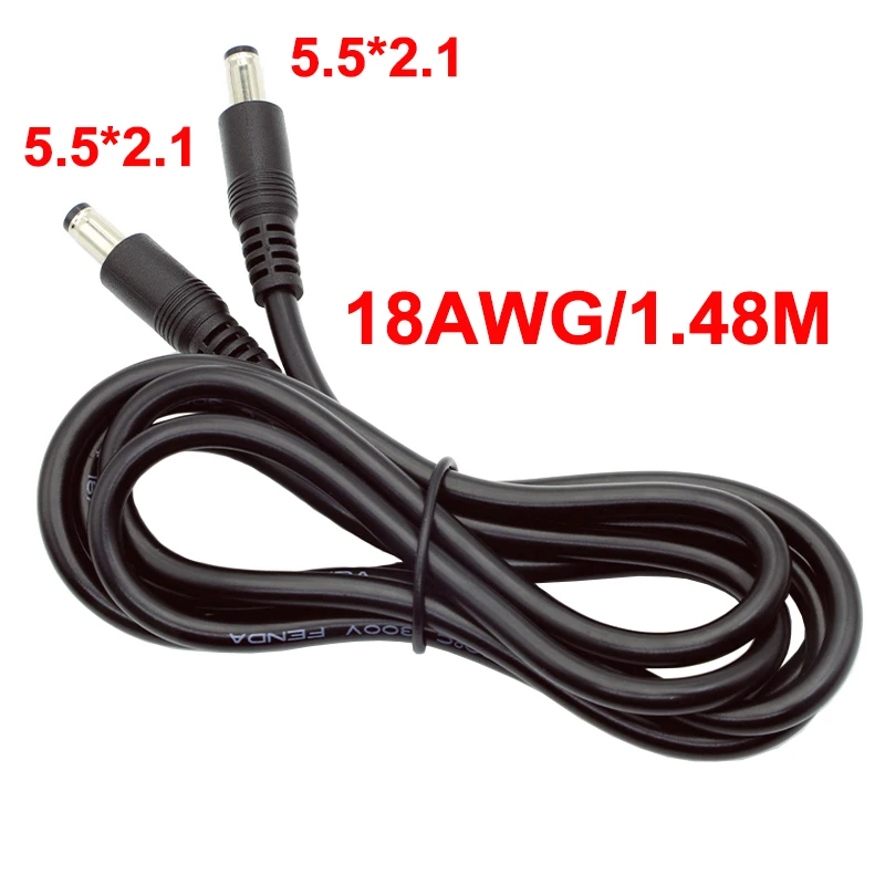 18AWG DC 전원 플러그 5.5 x 2.1mm 남성형 - 5.5 x 2.1mm 남성형 CCTV 어댑터 연결 케이블 12V 10A 전원 연장 코드