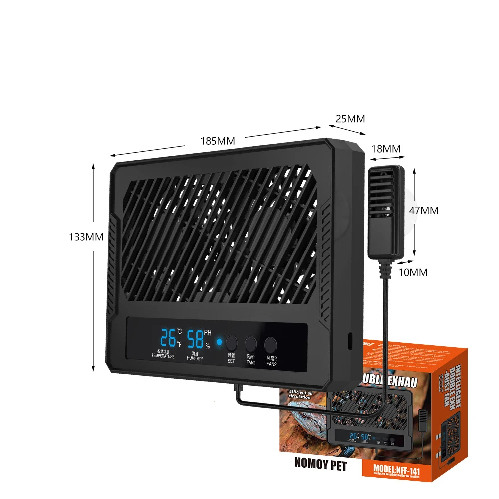 الذكية صف مزدوج مروحة الزواحف البرمائيات السحلية الزحف صندوق تغذية الحيوانات الأليفة درجة حرارة ثابتة الرطوبة شاشة عرض متكاملة #6