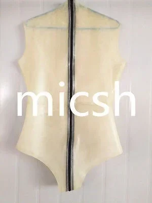 Latex Rubber Gummi Sleeveless Catsuit Ganzanzug Tights Anzug Transparent Suit Size S~XXL