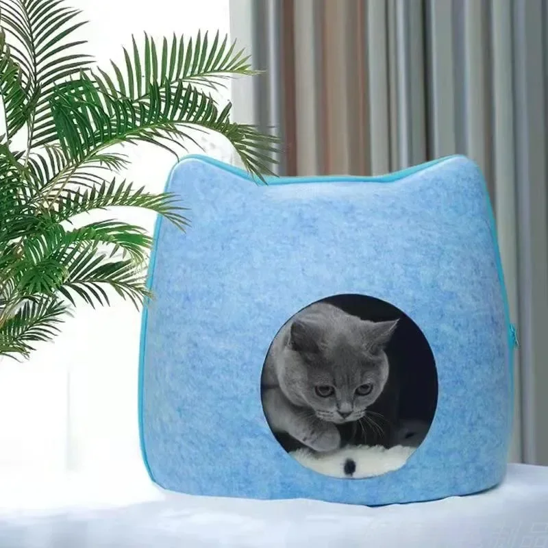 

Felt Cat Nest, Universal All Seasons, Easy to Disassemble and Wash, Semi enclosed Creative Cat Felt Pet Nest