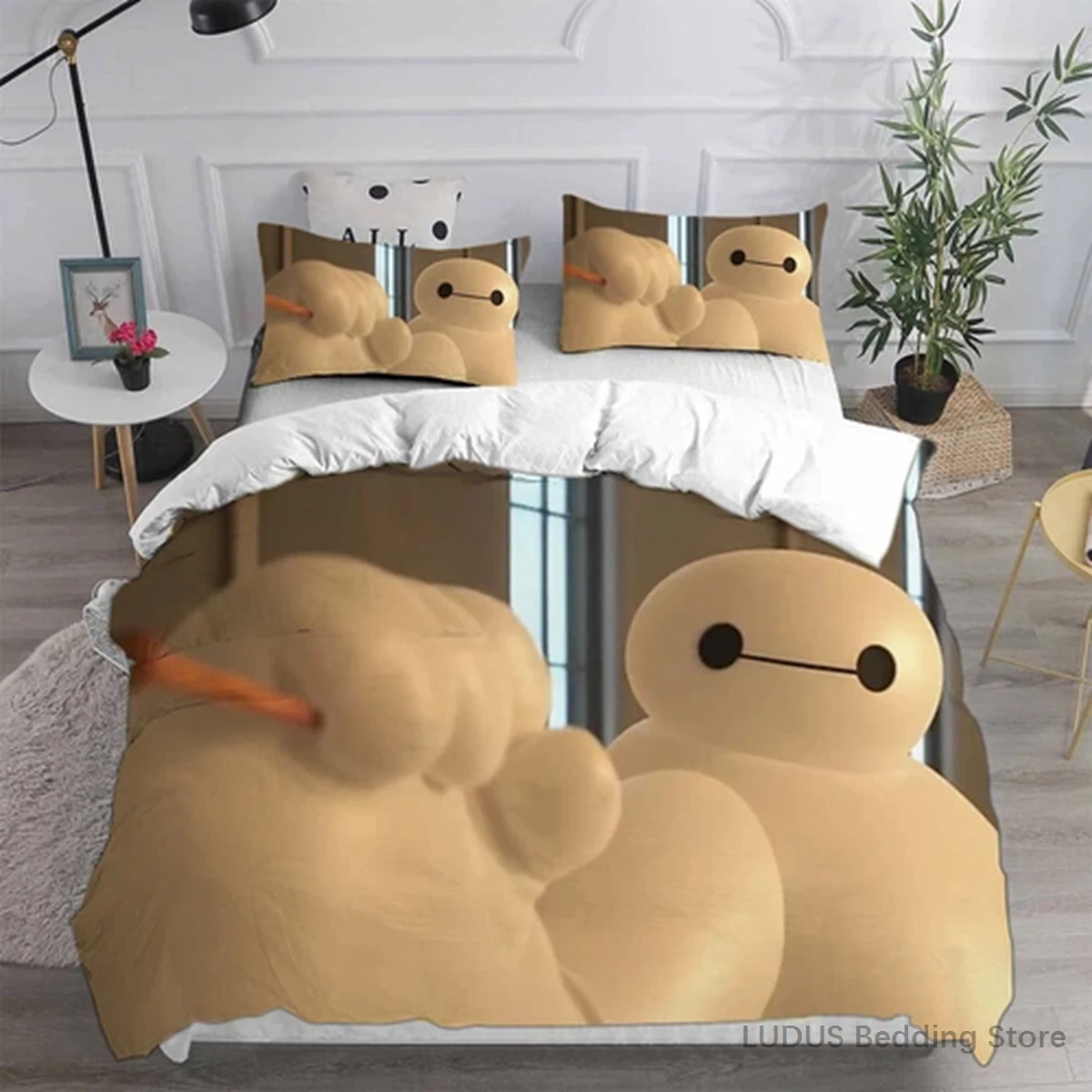 

Big Hero 6 Baymax Bedding Set Kawaii Anime Duvet Cover with Pillow Shams Queen Full Twin Size Quilt Cover Home Decor