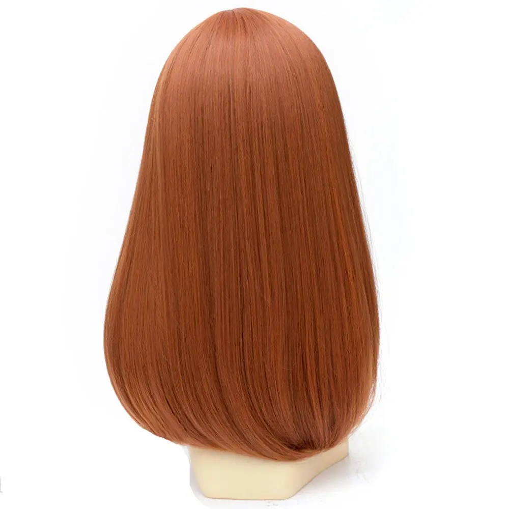 Parrucca arancione scuro da 20 pollici, capelli lunghi lisci, costume cosplay, parrucca da festa della vedova nera, capelli sintetici da donna