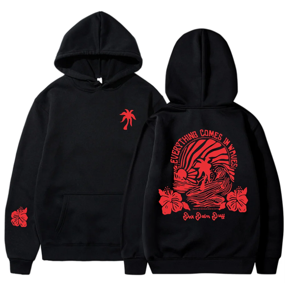 2024 new youth hoodie with off shoulder sleeves and threaded Chasing Sunsets brand hoodie hoodie print