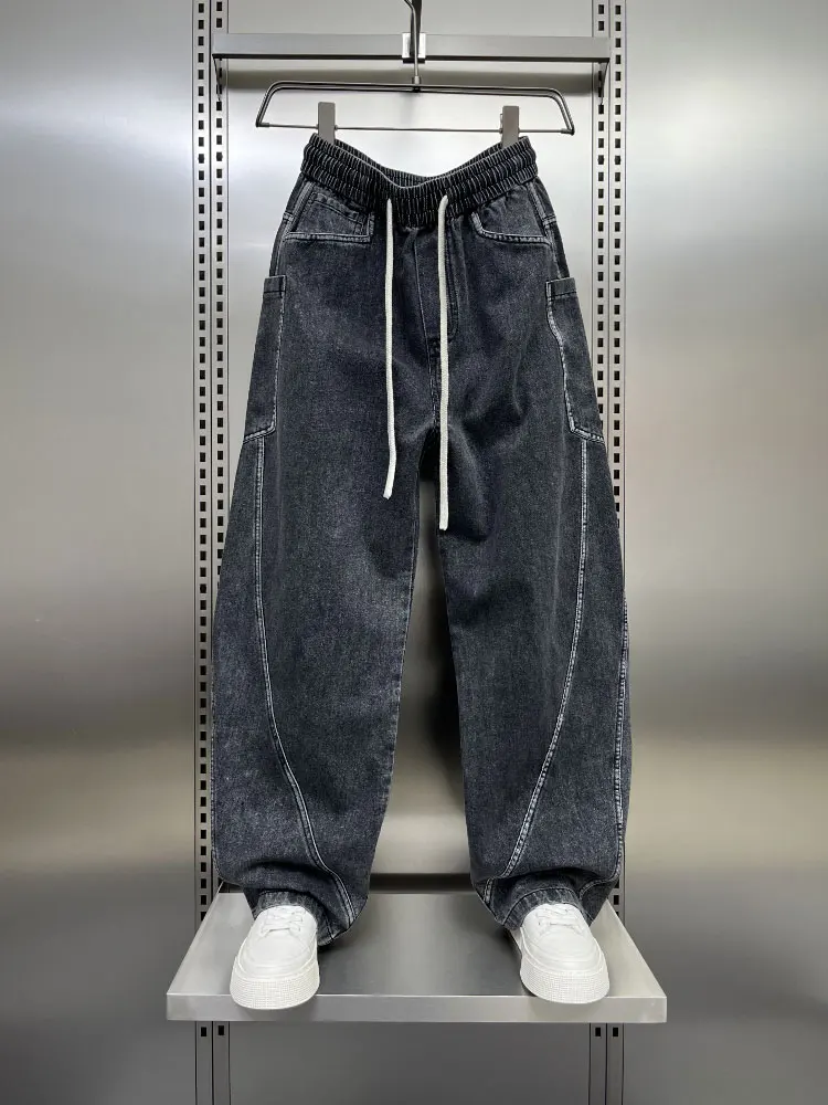 

Новые мужские джинсы свободного кроя с прямыми штанинами, модный современный дизайн с вышивкой, повседневные длинные брюки, молодежные джинсовые штаны