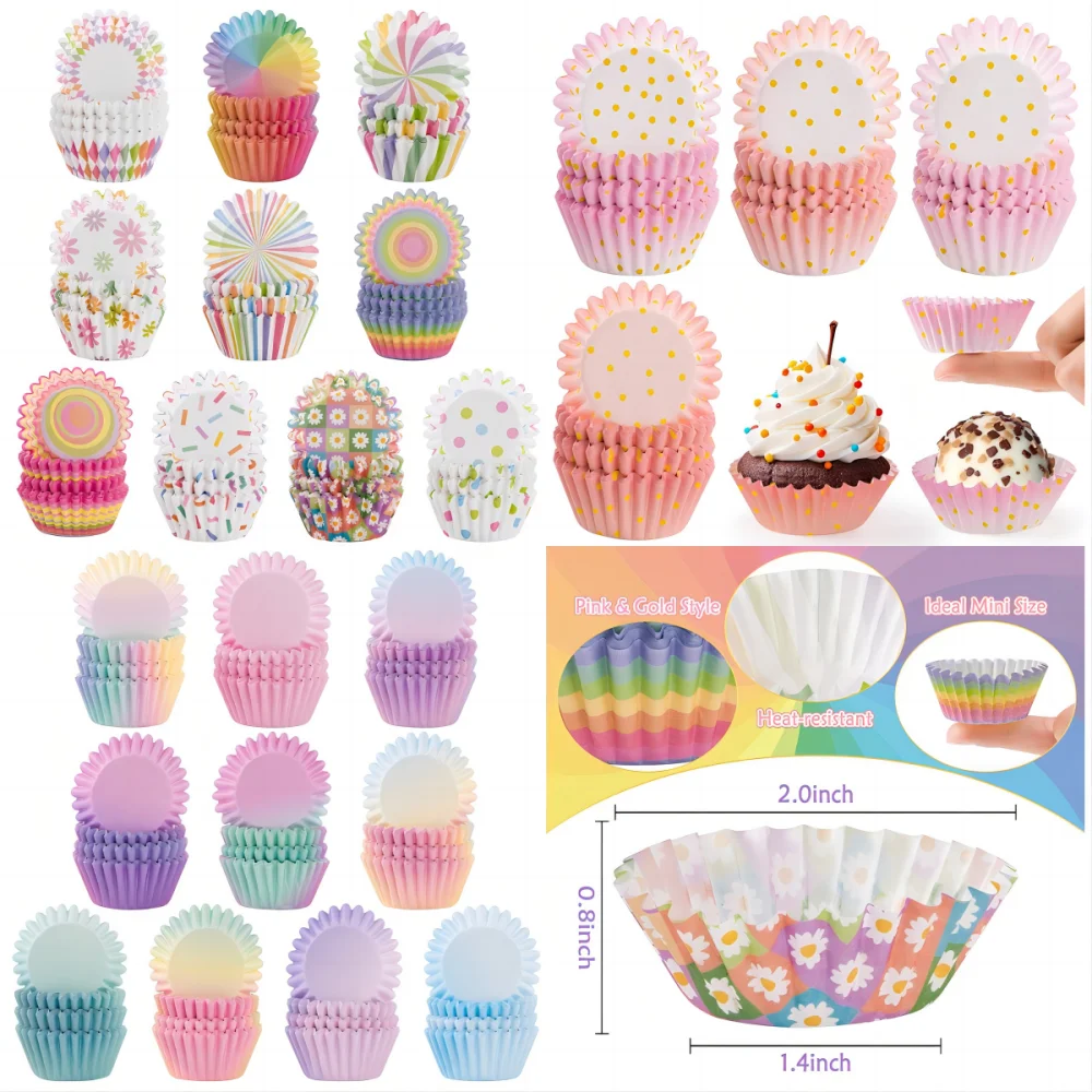 600pcs Mini Cupcake Paper Liners Chocolate Candy Wrap Baking Cups Muffin Case Holders For Wedding Birthday Cake Decoration