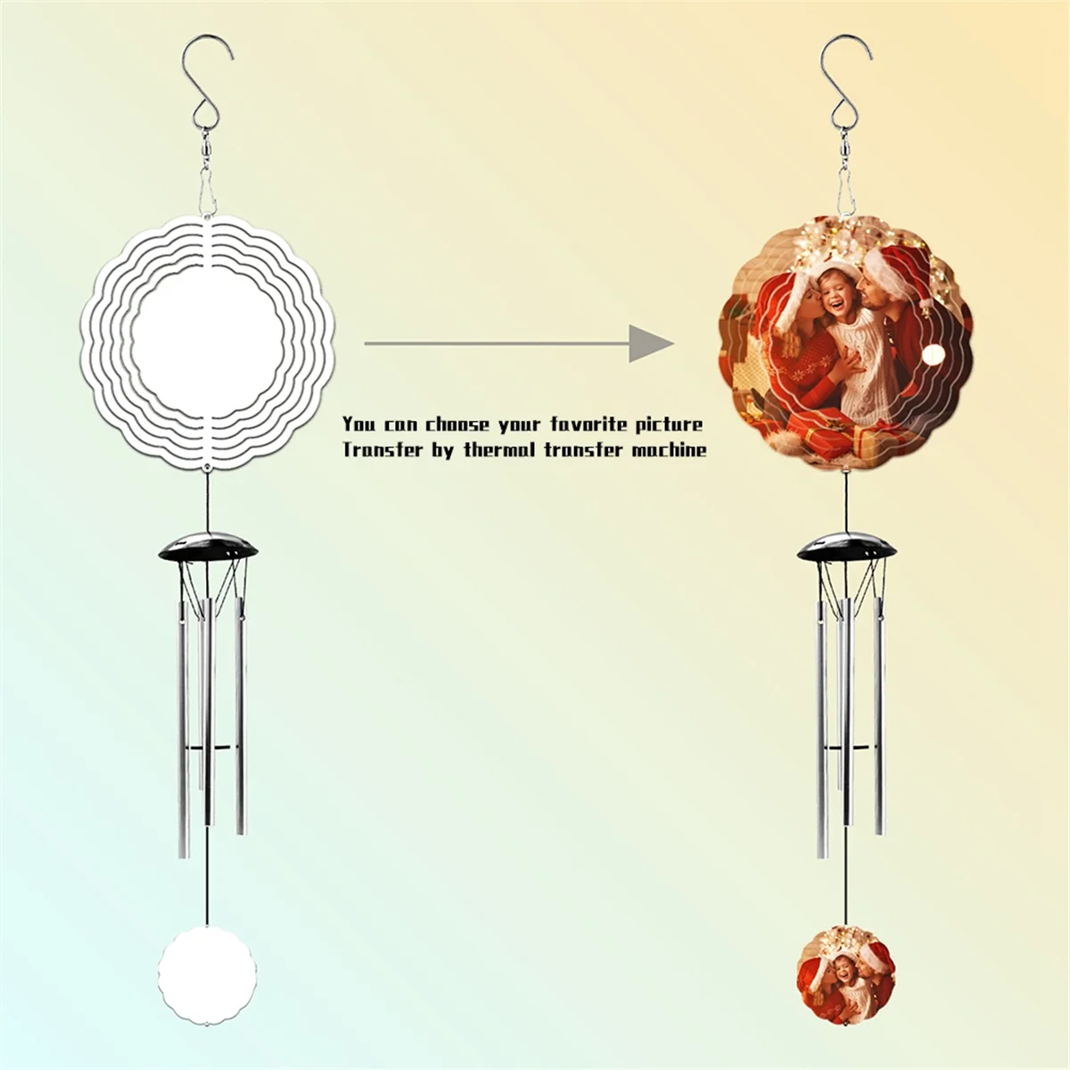 Sublimation Wind Spinner Blanks Outdoor Decor, Windchimes with 4 Thickened Aluminum Tubes for Mom Grandma Women