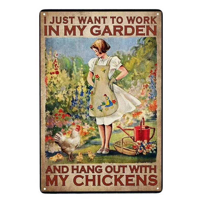 Vintage tuinplanten thema metalen blikken bord retro zonnebloem kamerplant wanddecoratie voor huis patio tuin tuinieren rustieke ijzeren P