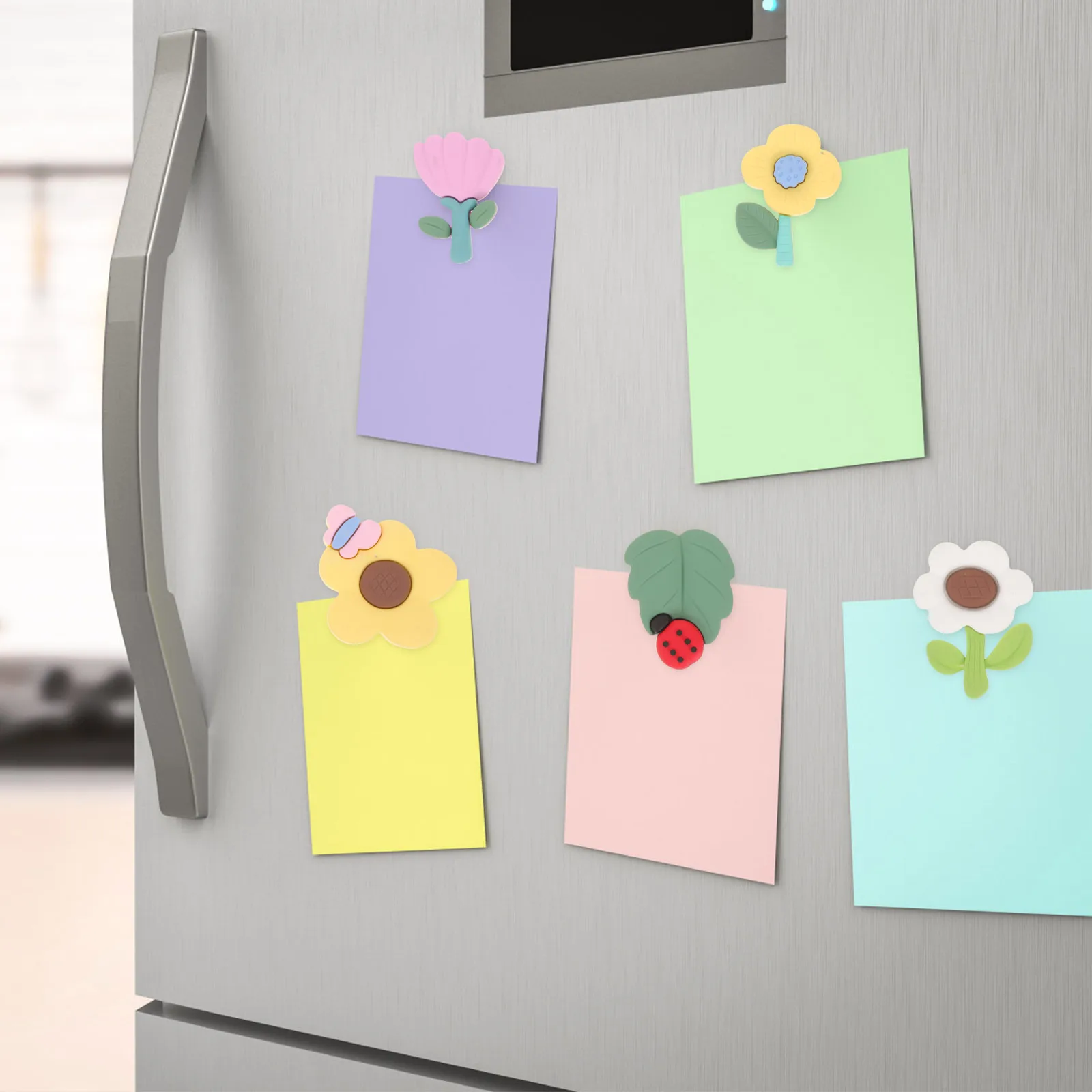 

5 Pcs Floral Fridge Magnets Adults Small Kids for Whiteboard Aesthetic Refrigerator Cute Plant Office