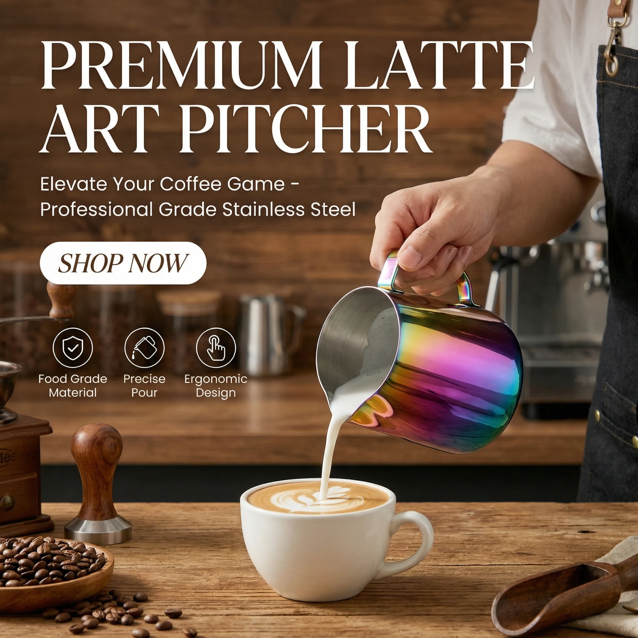 

Stainless Steel Colorful Milk Frothing Pitcher 350/450/600ml Latte Art Cup Barista Milk Steaming Pitcher for Espresso Cappuccino
