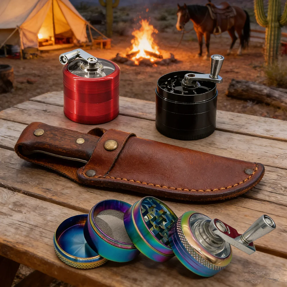 

igh Quality 40mm Hand Cranked 4 Layer Metal Herb Grinder Creative Design Dual Purpose Smoking & Kitchen Spice Accessory