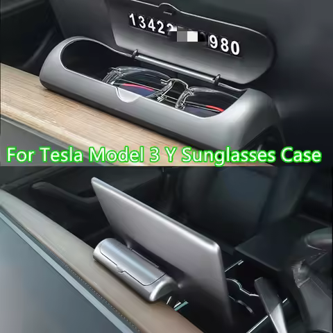 Car Sunglasses Case Glasses Holder Storage Box Hidden Screen For Tesla Model 3 Y