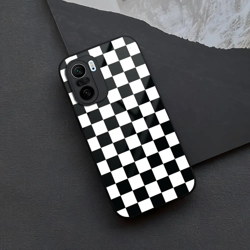 New Stylish Checkerboard Tempered Glass for Xiaomi 14 12 Lite Pro 13 11t lite POCO M6 M5 X6 X5 X3 NFC F5 F6 Pro Cover